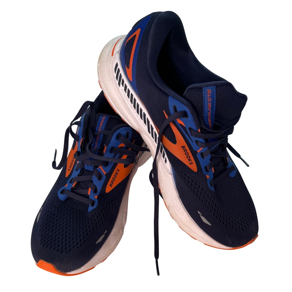 Brooks Adrenaline GTS 23 Mens Navy Blue Orange Running Shoes Size 8